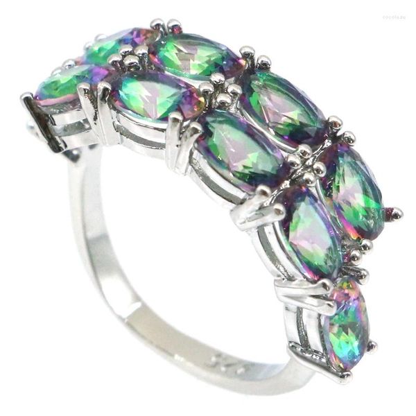 Küme halkaları 26x8mm çok renkli firerainbow mystic topaz peridot altın sitrin menekşe tanzanit turmalin düğün günlük kıyafet gümüş