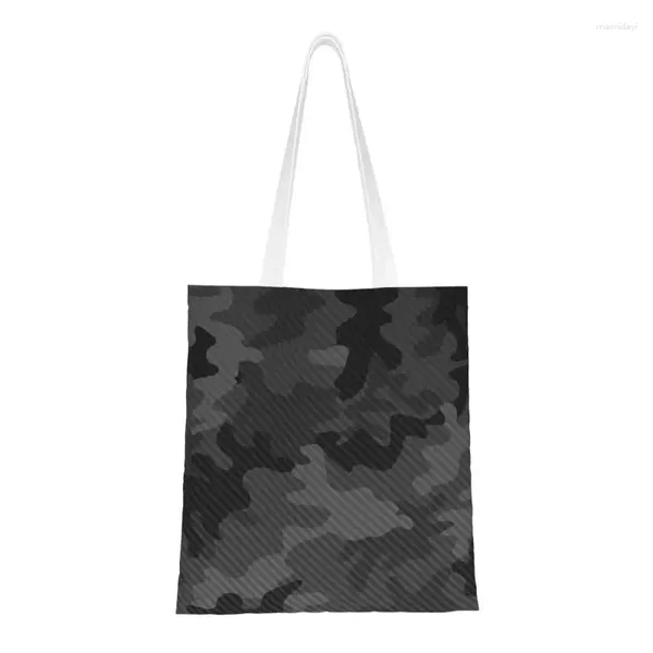 Borse per la spesa Borsa tote con design mimetico in carbonio con stampa Kawaii Borsa riutilizzabile in tela con tracolla Borsa militare militare