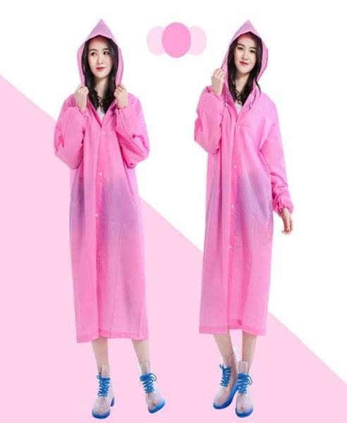 EVA Impermeabile Donna Uomo Portatile da viaggio all'aperto Abbigliamento antipioggia Impermeabile da campeggio Poncho con cappuccio Tuta in plastica trasparente con copertura antipioggia6060741