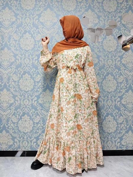 Roupas étnicas 2024 Últimos produtos muçulmanos Long Chiffon Dress para Eid Holiday