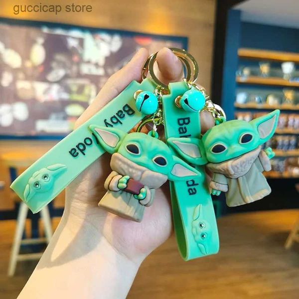 Chaveiros Lanyards Keychain Action Figure Baby Yoda Pingente Modelo Chaveiro Kawaii Cartoon Keyring Anime Figura Yoda Chaveiro Kids Toy Y240316