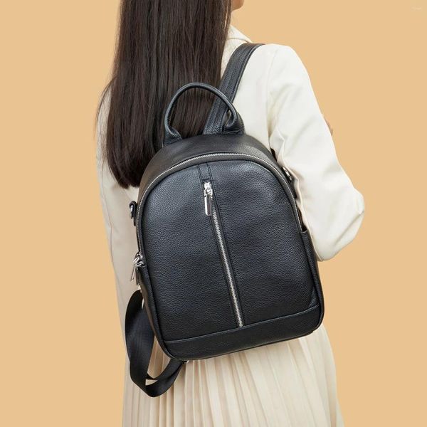 Sacos escolares mochila de couro feminino casual macio grande capacidade de viagem para mulher simples meninas mochila