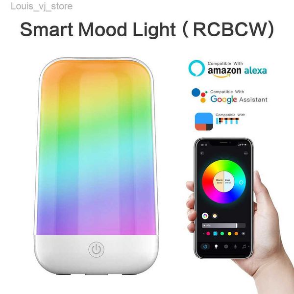 Lampade da tavolo Bluetooth Touch Night LightArredamento colorato per camera da lettoLampada da comodinoControllo appRicarica USBLampada da campo portatileDormire meglio YQ240316