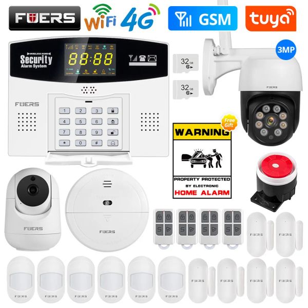 Band Fuers W214 4g Wifi Tuya Smart Alarm System Drahtlose Einbrecher Gsm Smart Home Sicherheit Alarm Control LCD Display ip-kamera