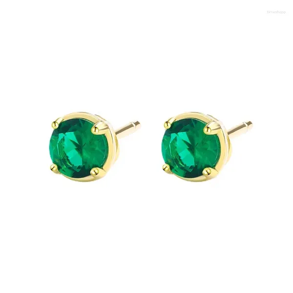 Stud Küpe Hoyon Orijinal 18K Gold 925 Gümüş Kadınlar Doğal Emerald Tourmalin Gems Küpe Piercing İnce Mücevher Hediye