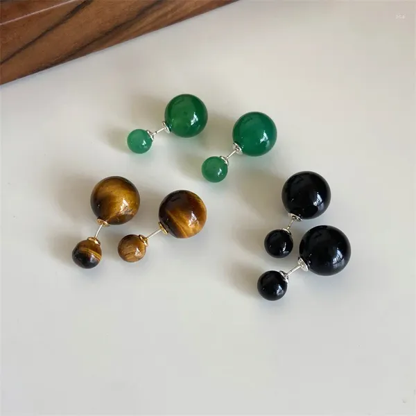 Висячие серьги LONDANY Earings Натуральный камень Размер шарика Зеленый агатовый глаз Черный