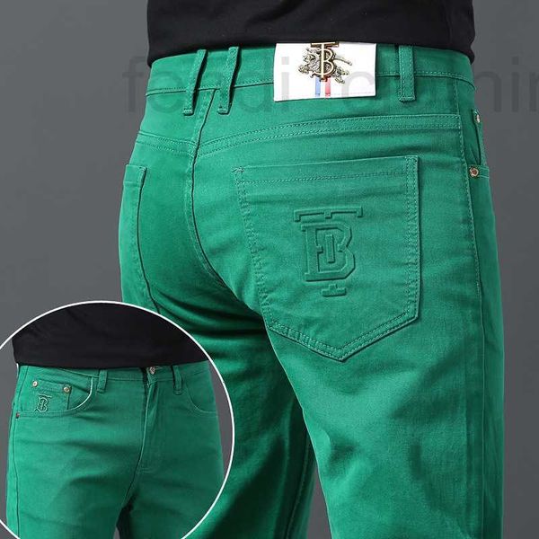Männer Jeans Designer Marke Mode 2023 Neue Herbst/Winter Vielseitige Grüne Slim Fit Kleine Fuß Lange Hosen Y8B5