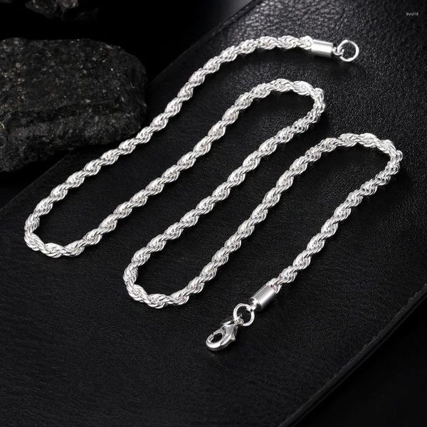 Anhänger 4 mm Seil 16–24 Zoll für Damen und Herren, schöne Mode, 925er Sterlingsilber, Charm-Kette, Halskette, hochwertiger Schmuck, 40–60 cm