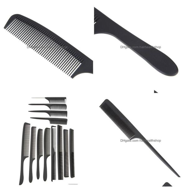 Escovas de cabelo inteiro 12 estilo cabeleireiro preto pente de corte de carbono pentes diferentes design pro salão barbeiro ferramentas de estilo 6503 dh4j2