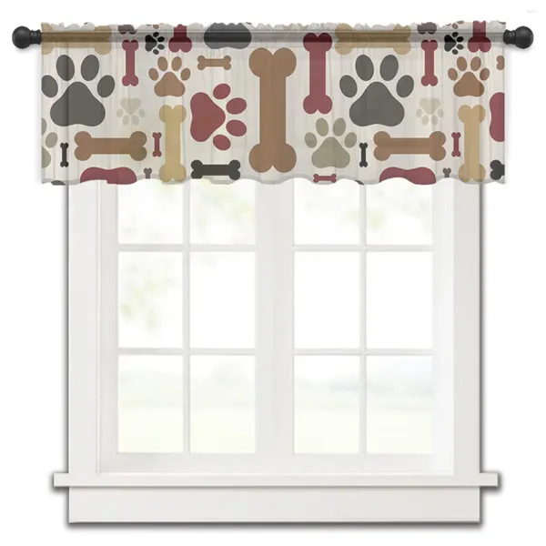 Vorhang Haustier Hund Knochen Farbe kurze transparente Fenster Tüll Vorhänge für Küche Schlafzimmer Home Decor kleine Voile Vorhänge