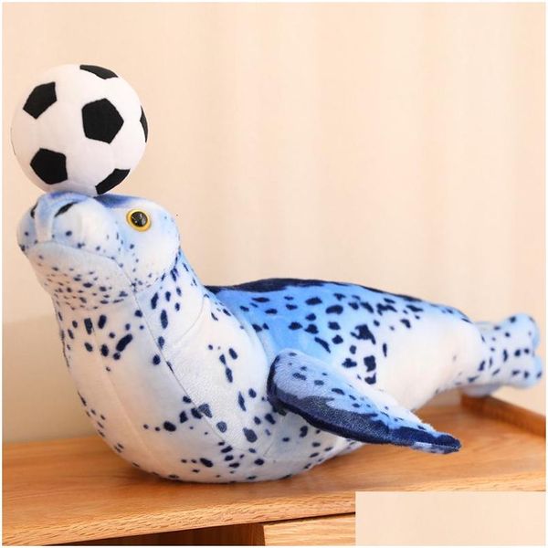 Bonecas de pelúcia P Criativo Lifelike Seal Sea Lion Brinquedos Cabeçando A Bola Recheada Soft Simation Infauna Engraçado Decoração Infantil Presente 230821 Dhxcc