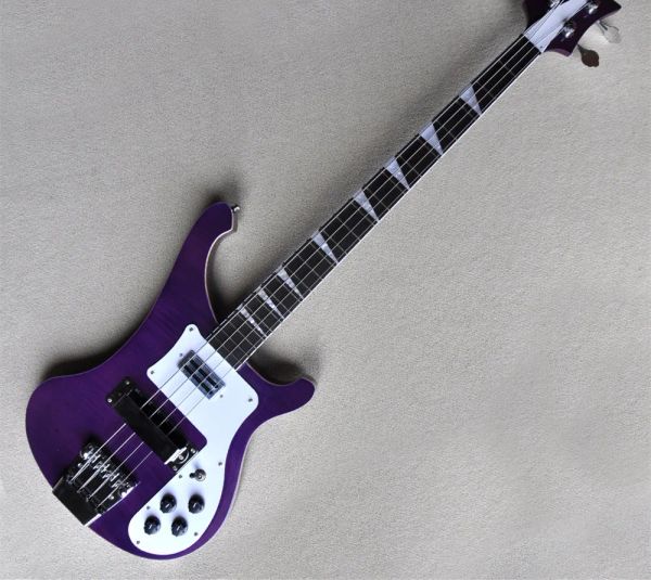 Гитара с 4-струнной электрической бас-гитарой в фиолетовом корпусе с накладкой из палисандра, хромированной фурнитурой, индивидуальное обслуживание
