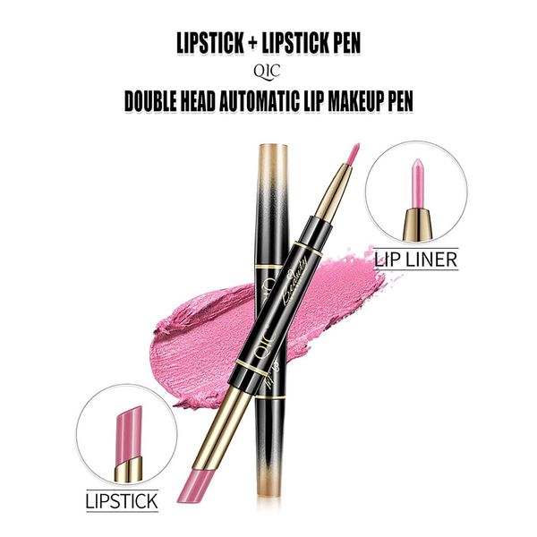 Lippenstift, Lipliner und Lippenstift-Make-up-Set, 2-in-1-Doppelkopf, wasserfest, langlebig, matt, Lipgloss, Geschenk für tägliche Reisepartys, Dro Dh2Fk