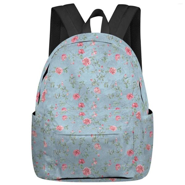 Mochila Flores Plantas Rosas Estudante Sacos Escolares Laptop Personalizado para Homens Mulheres Feminino Mochila de Viagem