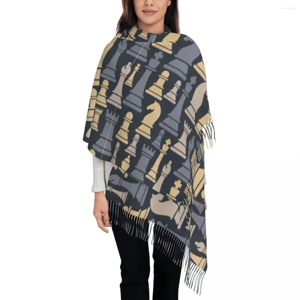 Schals Warmer Schal Herbst Schachfiguren Schal Wickelspiel Benutzerdefinierte Bufanda Mujer Damenmode Wraps