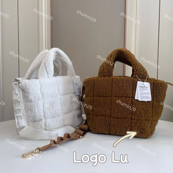 L-u Designer Borsa in peluche Borsa a tracolla trapuntata con griglia spazzolata Borsa all-in-one Borsa tote a spalla singola donna