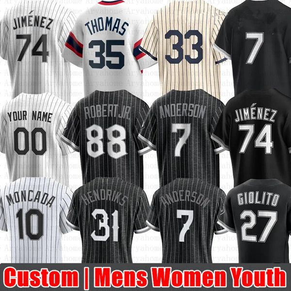 Benutzerdefinierte 88 Luis Robert Jr. Eloy Jimenez Baseball Jersey Yoan Moncada Bo Jackson Yermin Mercede Keuchel Dylan Cease Andrew Benintendi Carlton Fisk Gavin Sheets Kopech