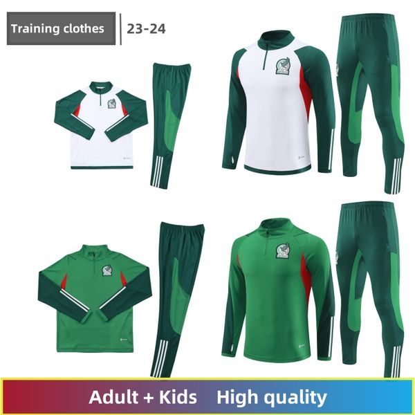 Kit de futebol 2023 2024 México H. LOSANO CHICHARITO G DOS SANTOS 23 24 Conjunto de kit de treinamento de futebol kit de treinamento half-pull para homens e crianças