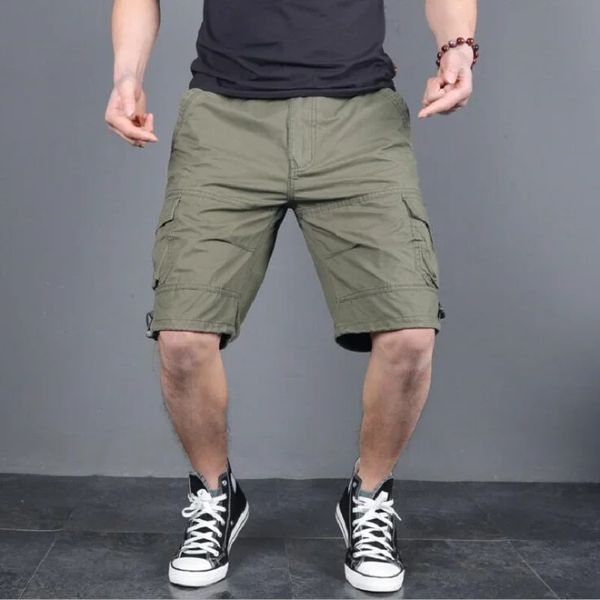 Shorts de carga militar dos homens verão exército tático joggers shorts homens solto trabalho casual algodão calças curtas homem plus size 4xl 240312