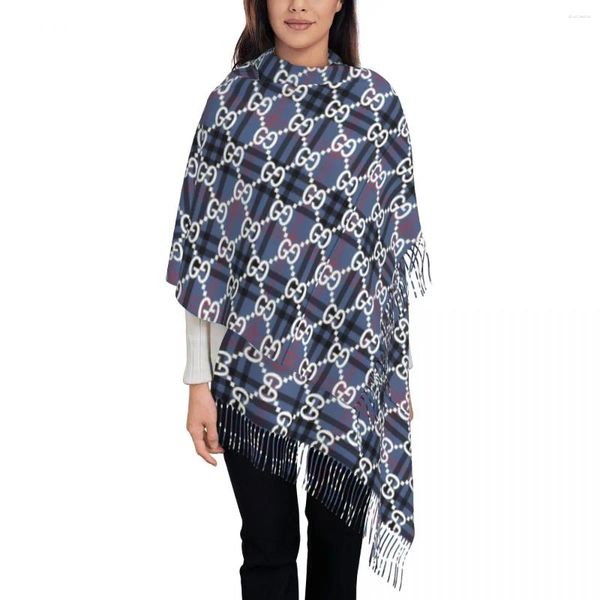 Lenços design de luxo cachecol moda logotipo quente xale envolve com borla mulheres inverno personalizado bufanda mujer cobertor mãe presente