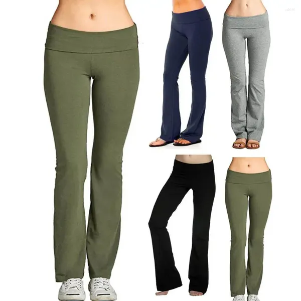 Damen-Hosen, trendige Damen-Fitness-Leggings, hautberührend, Yoga, ausgestellte Slim-Fit-Turnhallenhose