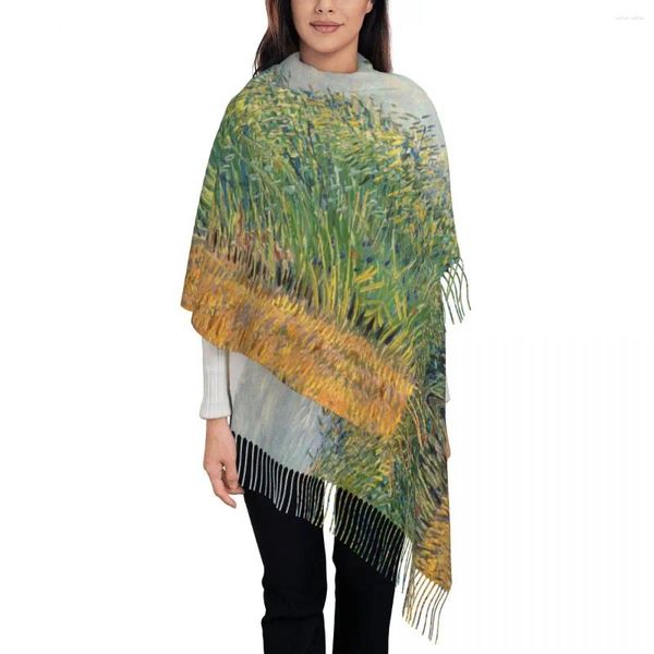 Шарфы Пшеничное поле с жаворонком, шарф с кисточками, художественная роспись, теплая мягкая шаль, женский дизайн, зимний крутой платок