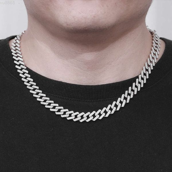 Yeni Moda Trendi S925 Gümüş Kakma 5A Zircon Küba Erkek Hip-Hop Tam Elmas Suaygır Kolye