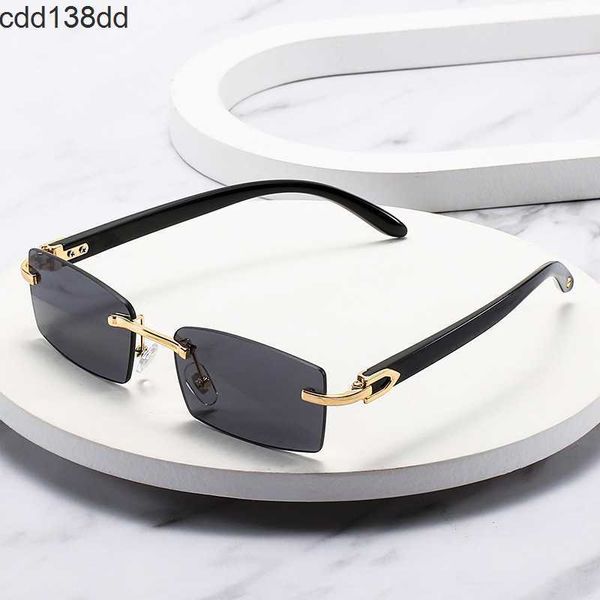 2023 Small Box Damen-Sonnenbrille, rahmenlose, klassische, rechteckige Herren-Sonnenbrille