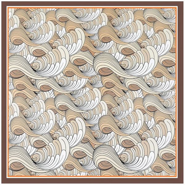 130 cm Luxus Sea Wave Print Seidenschal Für Frauen Stirnband Hijab Twill Großen Quadratischen Schal Schal Weibliche Wraps 240314