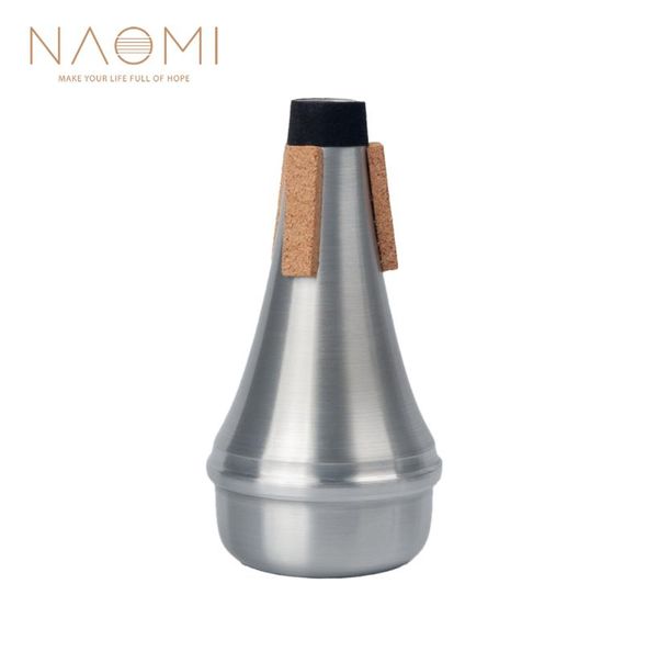 Naomi trompete mudo de alumínio trompete mudo prática reta cor prata para trompete instrumento sopro acessórios7273357