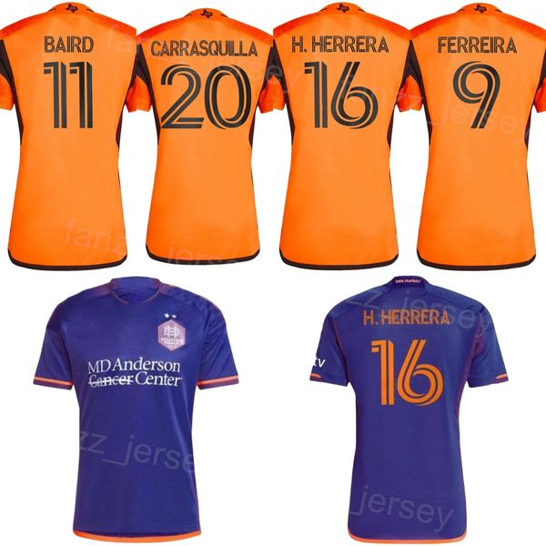 2024 2025 Houston Dynamo 20 CARRASQUILLA maglie da calcio 18 ALIYU 17 SEGAL 16 HERRERA 25 DORSEY 32 KOWALCZYK 8 BASSI 7 QUINONES 2 ESCOBAR 35 RAINES maglia da calcio kit