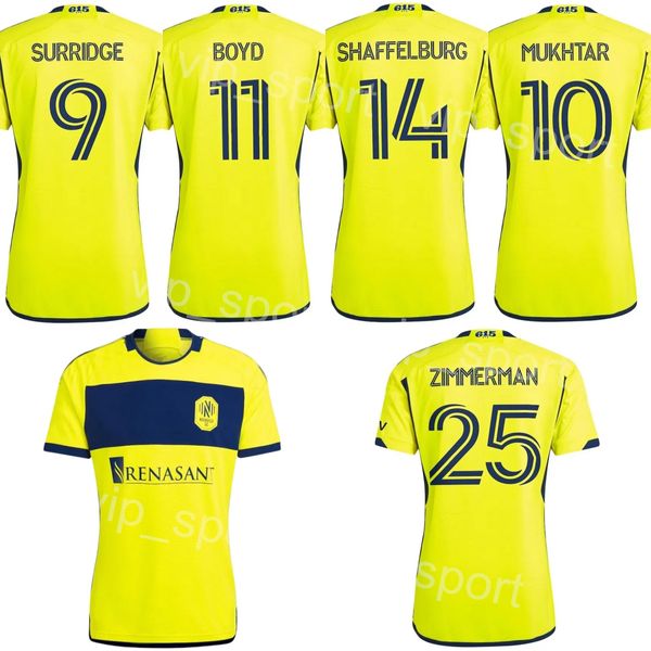 Nashville SC 2024-25 Calcio 14 Maglia Jacob Shaffelburg Mans 3 Lukas MacNaughton 10 Hany Mukhtar 11 Tyler Boyd 2 Daniel Lovitz 12 Maglia da calcio Teal Bunbury Kit