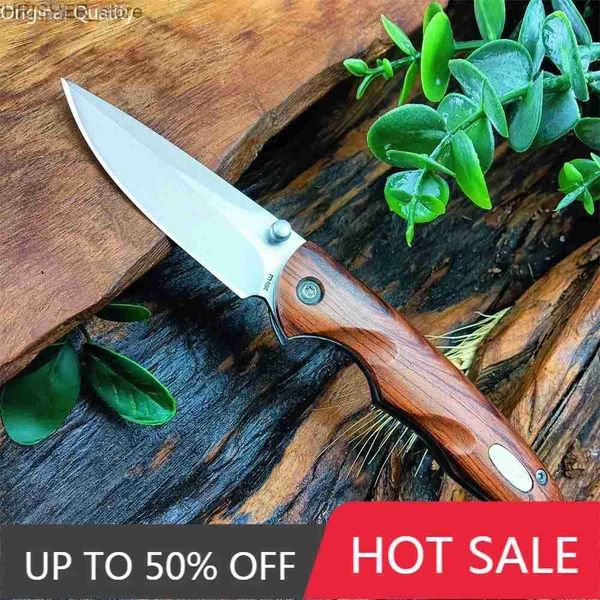 Taktische Messer Klappbares taktisches Taschenmesser 440C Edelstahl Holzgriff Outdoor Selbstverteidigung EDC Jagd Camping Multi-Tools KugellagerL2403