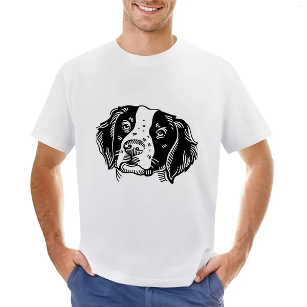 Canotte da uomo T-shirt nera per cani Brittany Spaniel T-shirt divertenti da uomo vintage con stampa animalier