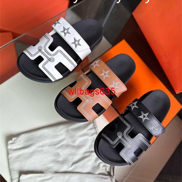 Chypre Ledersandalen Sommerschuhe rutschen Schlupf auf flache zweite Onkel Pantoffeln Herren braun alte Onkel Strand Sandalen für Herren und Frauen Outwear haben Logo HBM8ZK