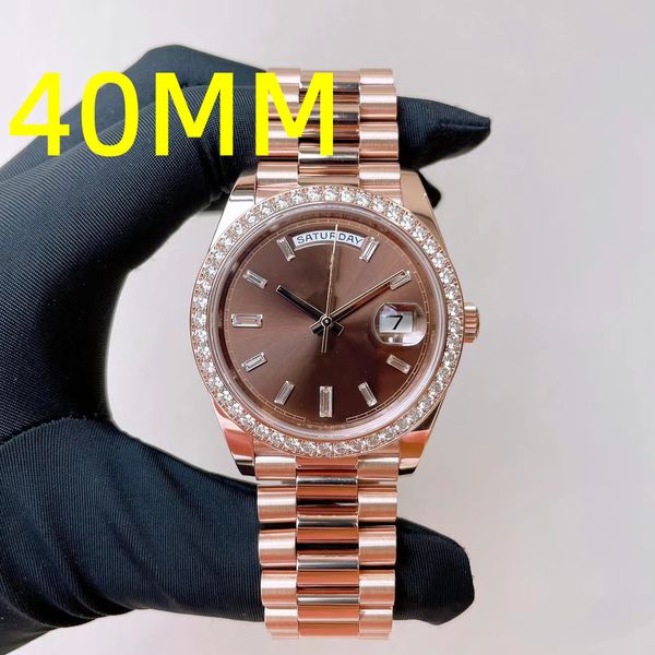 GL Fabrika Erkekler Saat Elmas İzleme Günü Kahve Kadranı Yüksek Kaliteli İzle 40mm Safir Dial Folding Tepe Tasarımcısı Kutu ile Su Geçirmez Saatler İzle