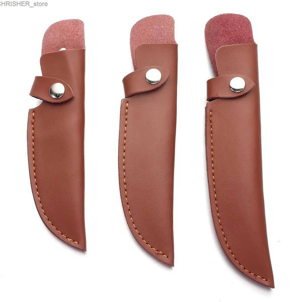 Coltelli tattici Porta fodero in pelle Attrezzatura da esterno Tasca Caccia Campo Outdoor Carry Fold Coltello Strumento Torcia Custodia Passante per cintura CaseL2403