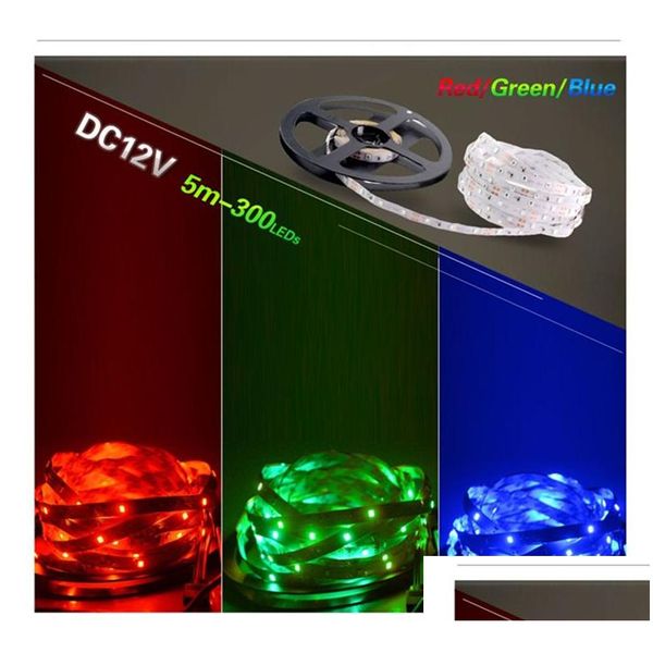 Strisce LED Striscia luminosa Dc12V 5M 300 LED Smd3528 5050 5630 Diodo Nastro Singoli colori Nastro di alta qualità Luci flessibili per la decorazione domestica Dhsh7