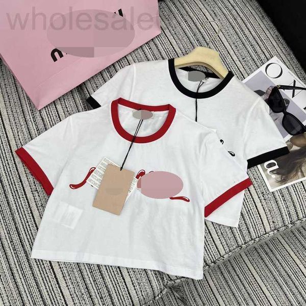 T-shirt da donna firmata 2024 Primavera Nuova T-shirt a maniche corte Vento coreano Hot Spicy Girl Top Girocollo Stampato Camicia con fondo dopamina 3R0F