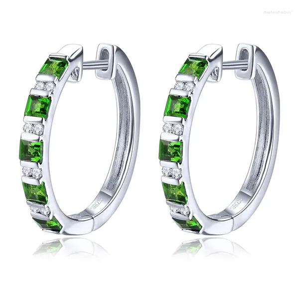 Brincos traseiros naturais cromados diopside sólido prata esterlina clipe brinco 1,5 quilates clássico romântico estilo feminino joias finas aniversário