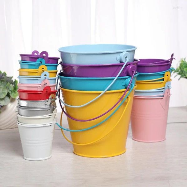 Decorazione per feste 10 pezzi Mini secchiello in metallo Contenitore per caramelle per matrimonio Vaso per fiori Decorazioni per la tavola Compleanno per bambini Forniture per baby shower