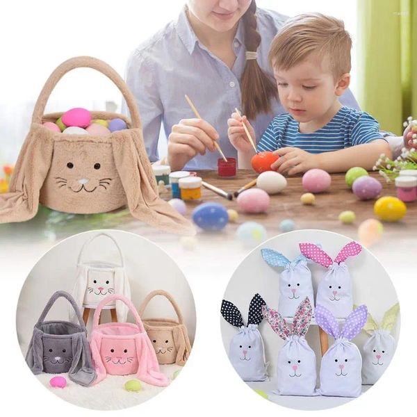 Decorazione per feste Orecchio lungo Peluche Uovo Cestini per caramelle Buona Pasqua Bella borsa portaoggetti Borsa per secchi Cestino