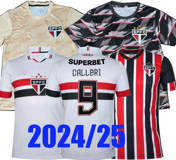 24 25 São Paulo Futebol Jerseys CALLERI KENNEDY JAMES Rodriguez ALISSON GALOPPO Camisas de futebol 2024 2025 LUCIANO NESTOR CALLERI Home Away Lucas Moura