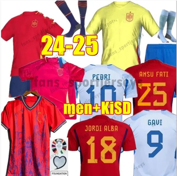 2024 Espanha National Soccer Jerseys Ansu Fati Asensio Morata F Torres Koke Gavi C Soler 22 23 24 Rodri Fans Versão Jogador Camisas de Futebol Personalizado Homens Kit Kids