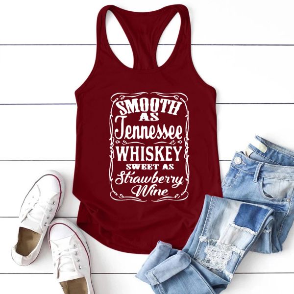 Canotta Smooth As Tennessee Whiskey Dolce come vino alla fragola Canotta Country Music Canotta con retro scollato Canotta da whisky da donna Top vintage