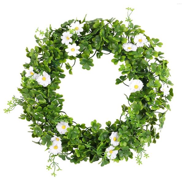 Dekorative Blumen St. Patrick's Day Faux Kranz 2024 Frühling Outdoor Terrasse Dekoration Tür hängen Zimmer Innenzubehör Wanddekoration