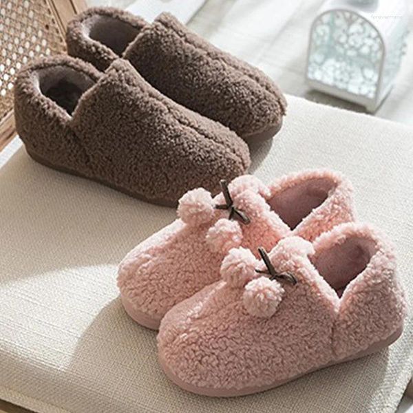 Hausschuhe Schöne Winter Damen rutschfeste Damen Flock Home Schuhe Drinnen Weibliche Wohnungen Warme Slip On Slipper Frau Weiche Schuhe