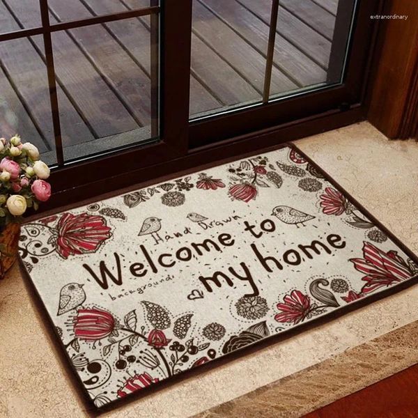 Teppiche Willkommen in meinem Zuhause, Inneneingang, Fußmatte, Dekoration, Teppich, Wohnzimmer, rutschfest, für Küche, Bodenmatte, Schlafzimmer, Nachttisch, Fußmatte