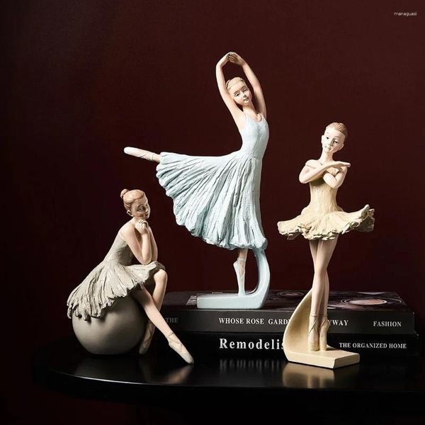 Dekoratif Figürinler Nordic Style Bale Kız Heykeli Yaratıcı Ev Dekoru Reçine Balletfigurines Oda Dekorasyonu Hediye Kız arkadaşı El Sanatları