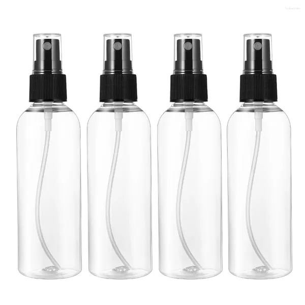 Bottiglie di stoccaggio 4 pezzi Bottiglie spray trasparenti - Bottiglia nebulizzata amichevole e portatile da 100 ml per viaggi in campeggio a casa
